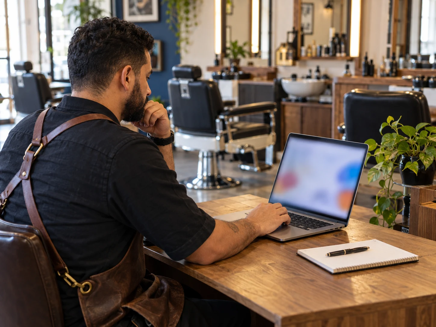 Organização da operação de uma barbearia, em imagem editorial